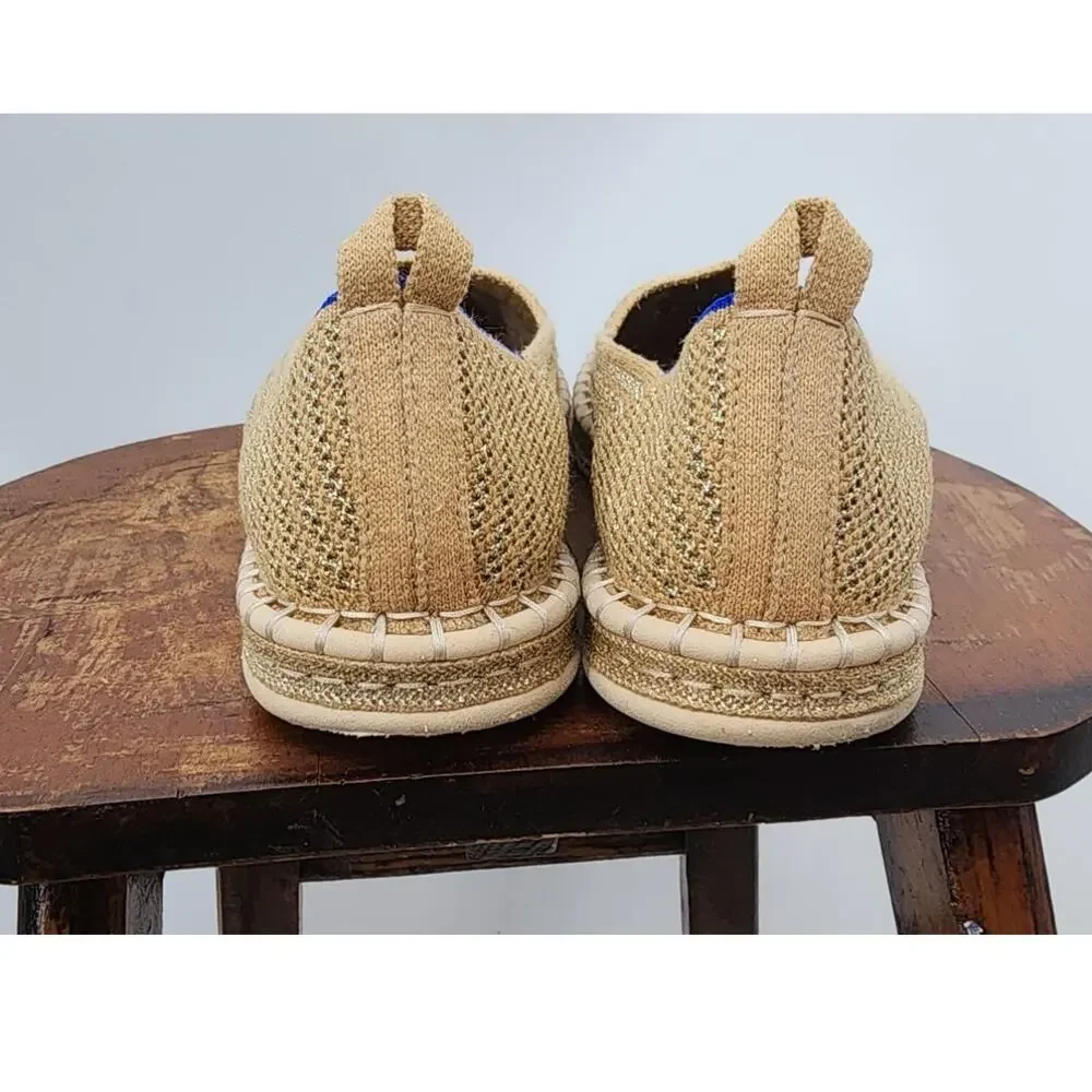 Rothy's The Espadrille Flats In Gold Metallic Stripes Size W 7.5